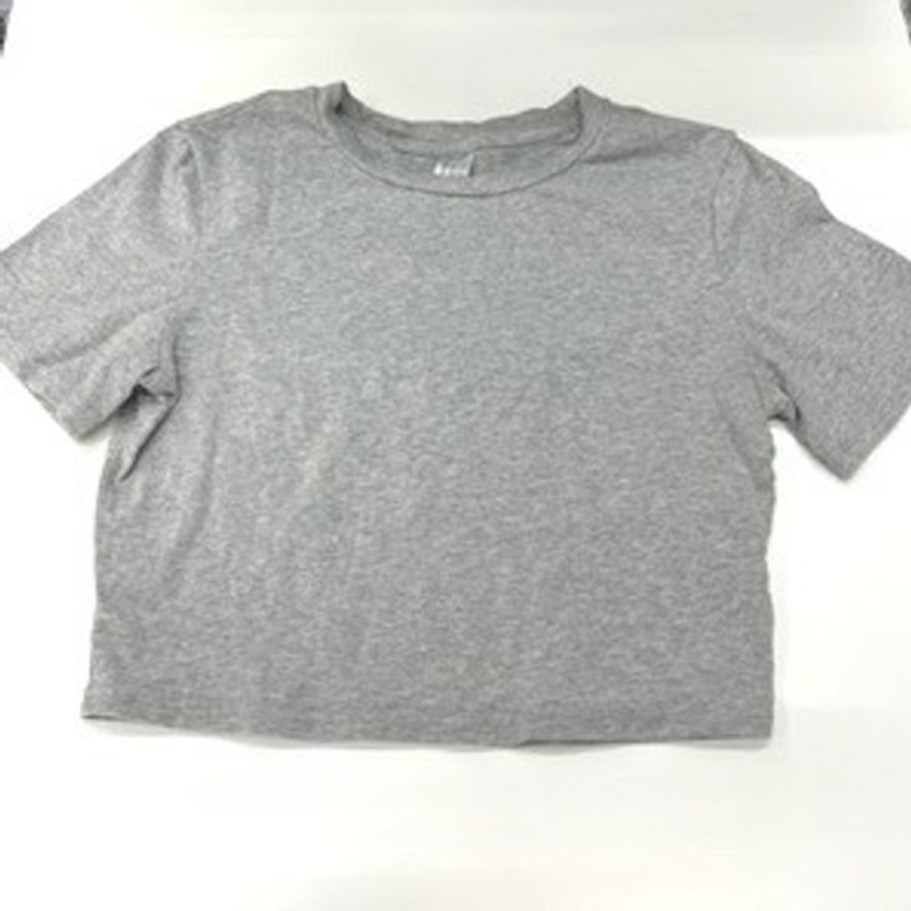 Womens Heather Gray Short Sleeve Cropped Crew Neck T-Shirt Small Basic Tee - Picture 1 of 3